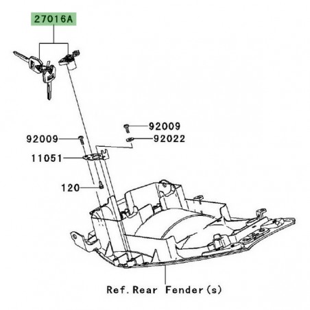 Barillet de serrure de selle Kawasaki Er-6n (2006-2011) | Réf. 270165309