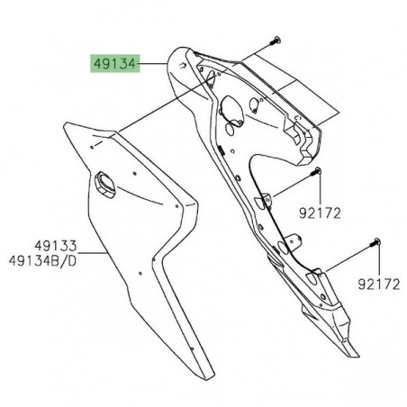 Écope de radiateur gauche brute Kawasaki Versys 1000 (2019-2024) | Réf. 491340004