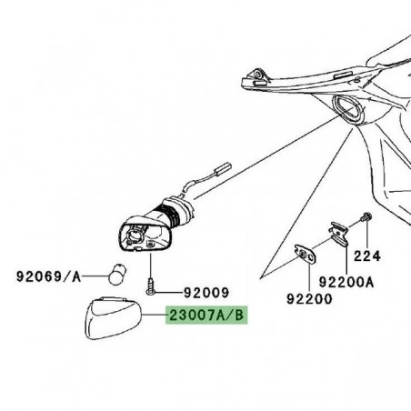 Cabochon clignotant arrière gauche Kawasaki Versys 650 (2007-2009) | Réf. 230070040 - 230070102