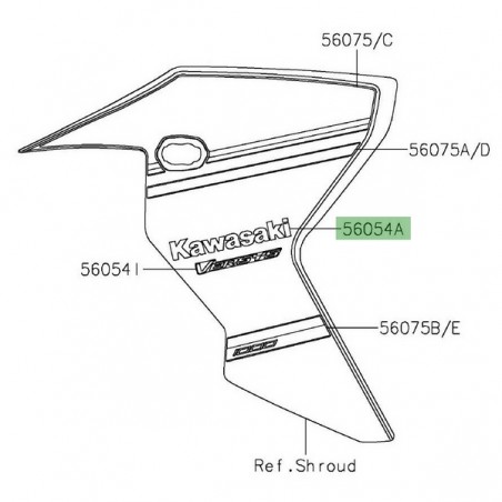 Autocollant "Kawasaki" écope de radiateur peinte Kawasaki Versys 1000 (2019-2022) | Moto Shop 35
