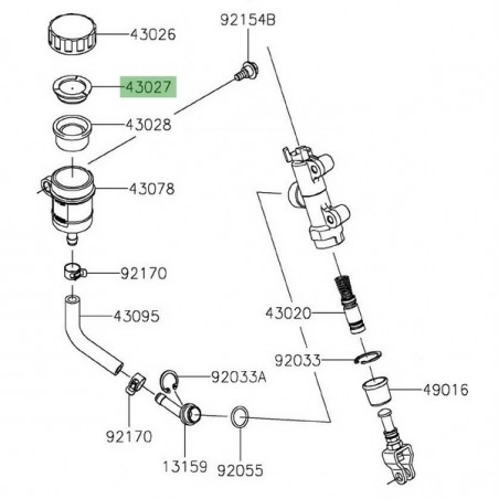 Joint plat bocal maître cylindre arrière Kawasaki Z900 (2017-2020) | Réf. 430271053