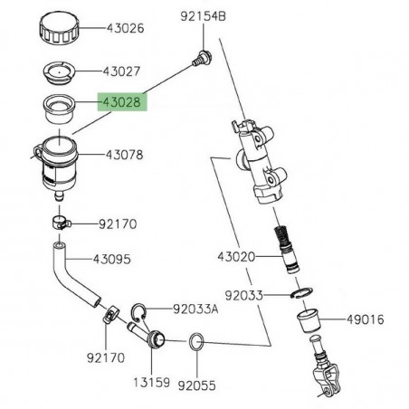 Membrane bocal maître cylindre arrière Kawasaki Z900 (2017-2020) | Réf. 430281065