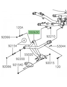 Platine repose-pieds arrière gauche Kawasaki Versys 1000 (2019-2024) | Réf. 35063144618R