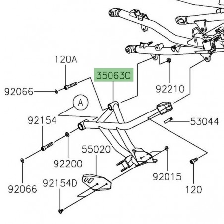 Platine repose-pieds arrière gauche Kawasaki Versys 1000 (2019-2024) | Réf. 35063144618R
