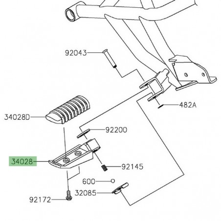 Repose-pieds arrière gauche Kawasaki Versys 1000 (2019-2024) | Réf. 340280314