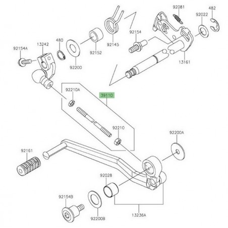 Tige de sélecteur de vitesse Kawasaki Versys 1000 (2019-2024) | Réf. 391100049