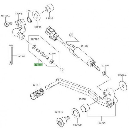 Tige de sélecteur de vitesse Kawasaki 391100048 | Moto Shop 35