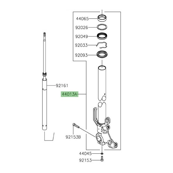 Tube de fourche droit Kawasaki Versys 1000 SE (2019-2024) | Réf. 440130336