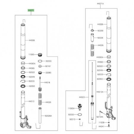 Bras de fourche gauche Kawasaki Versys 1000 (S) (2019-2024) | Réf. 44071133459U