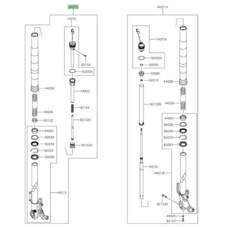Bras de fourche gauche Kawasaki Versys 1000 SE (2019-2024) | Réf. 440711336