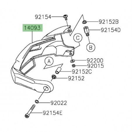Plastique pare-mains gauche Kawasaki Versys 1000 S/SE (2019-2024) | Réf. 140930751