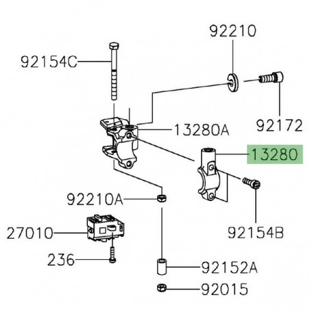 Support rétroviseur gauche Kawasaki Versys 1000 (2019-2024) | Réf. 132800772