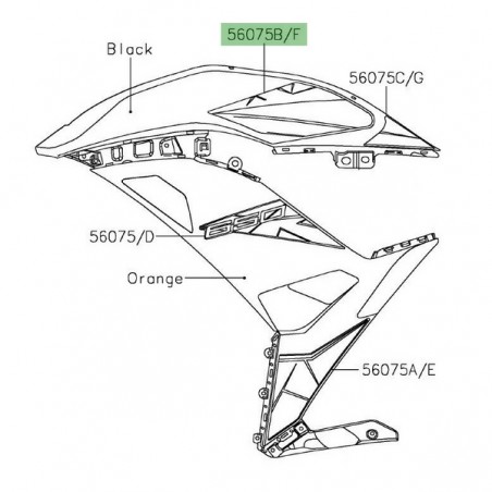 Autocollant sup carénage Kawasaki Ninja 650 orange (2019) | Moto Shop 35