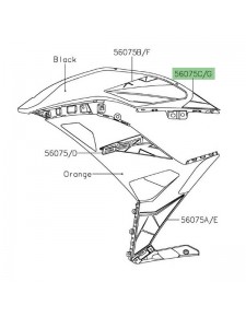 Autocollant supérieur arrière flanc de carénage Kawasaki Ninja 650 orange (2019) |Moto Shop 35