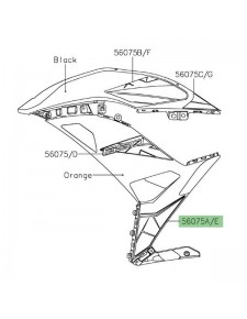 Autocollant inférieur flanc de carénage Kawasaki Ninja 650 orange (2019) | Moto Shop 35