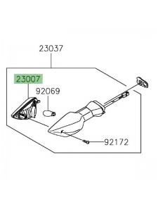 Cabochon de clignotant avant gauche Kawasaki Z400 (2019-2020) | Réf. 230070228