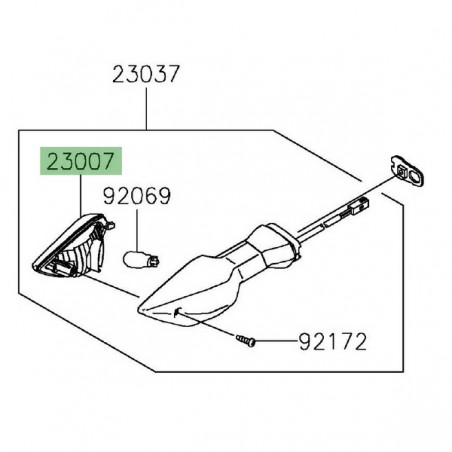 Cabochon de clignotant avant gauche Kawasaki Z400 (2019-2020) | Réf. 230070228