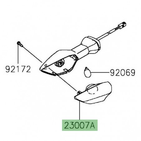 Cabochon de clignotant arrière gauche Kawasaki Z400 (2019-2020) | Réf. 230070229
