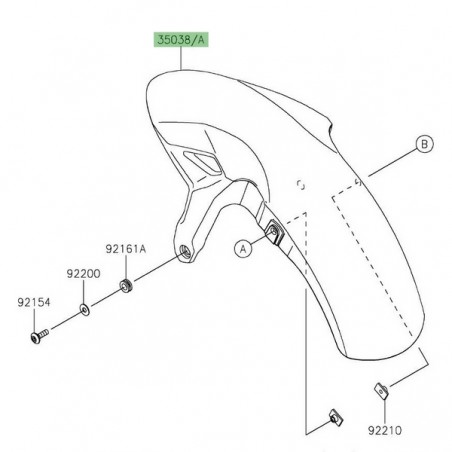 Garde-boue avant peint Kawasaki Z650 (2020-2024) | Moto Shop 35