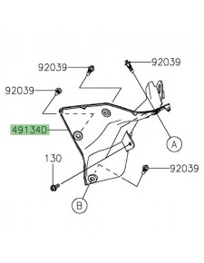 Intérieur écope de radiateur peinte gauche Kawasaki Z650 (2020-2024) | Réf. 491340010