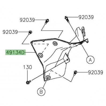 Intérieur écope de radiateur peinte gauche Kawasaki Z650 (2020-2024) | Réf. 491340010
