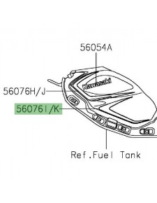Autocollant latéral inférieur réservoir Kawasaki Z650 blanc (2020) | Réf. 560760949 - 560760951