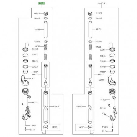 Bras de fourche gauche Kawasaki Z650 (2020-2024) | Réf. 44071120132A