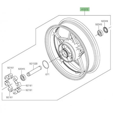Jante arrière Kawasaki Z650 (2020-2024) | Réf. 410730704QT - 41073070454S - 410730704153 - 41073070463D