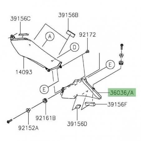 Cache latéral sous selle gauche Kawasaki Z900 (2020-2024) | Moto Shop 35