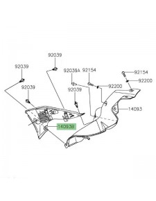 Intérieur écope de radiateur gauche  Kawasaki Z900 (2020-2024) | Réf. 140930919