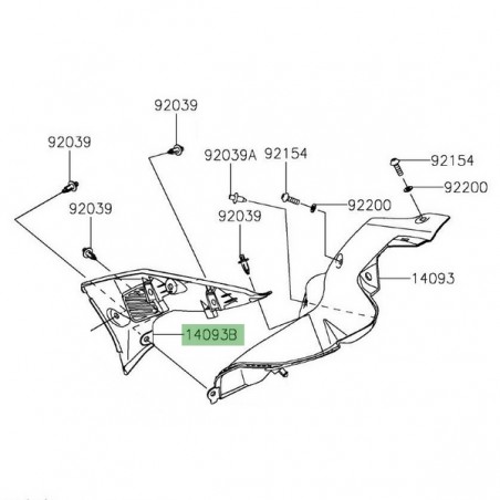 Intérieur écope de radiateur gauche  Kawasaki Z900 (2020-2024) | Réf. 140930919