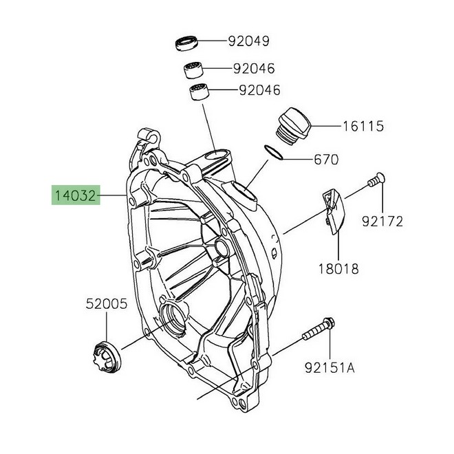Carter d'embrayage noir Kawasaki Z900 A2/Full/SE (2020-2026) | Réf. 140320663 - 140320675
