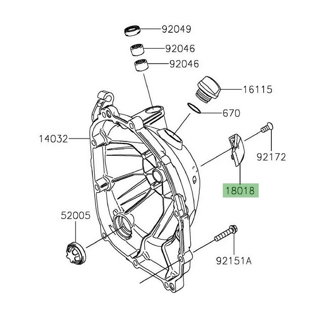 Protection plastique carter d'embrayage Kawasaki Z900 A2/Full/SE (2017-2026) | Réf. 180180603