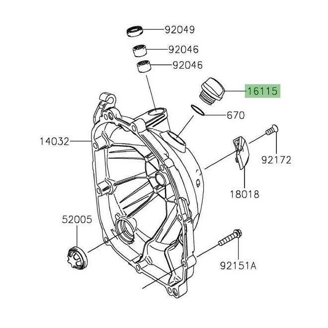 Bouchon de remplissage d'huile Kawasaki 161151053 | Moto Shop 35
