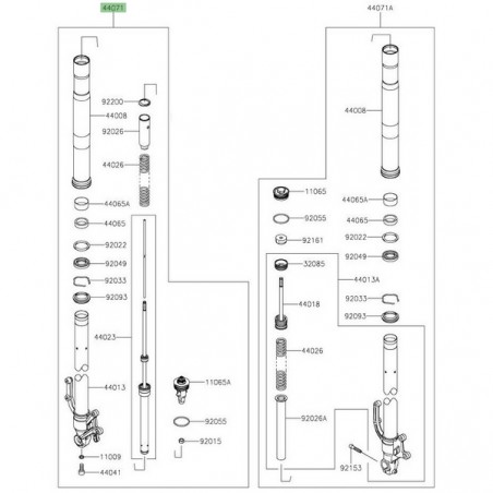 Bras de fourche gauche Kawasaki Z900 (2020-2024) | Réf. 44071143358Z