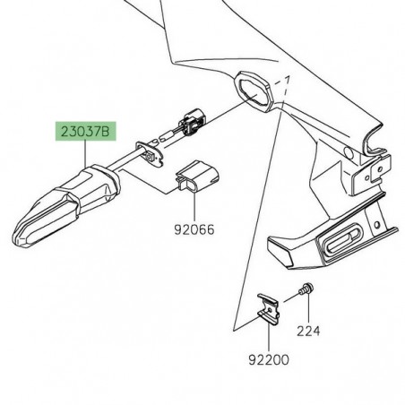 Clignotant arrière gauche à Leds Kawasaki Z900 (2020-2024) | Réf. 230370466