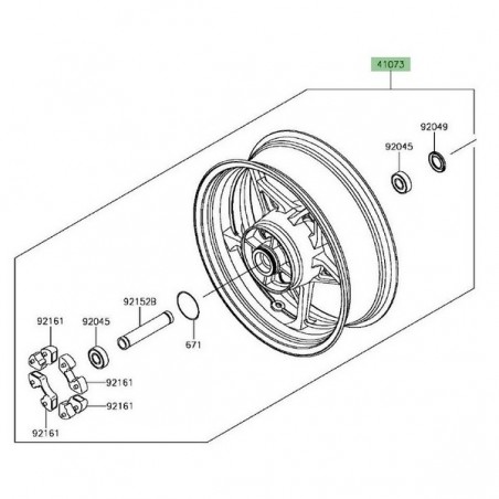 Jante arrière d'origine Kawasaki Z900 (2020-2021) | Moto Shop 35