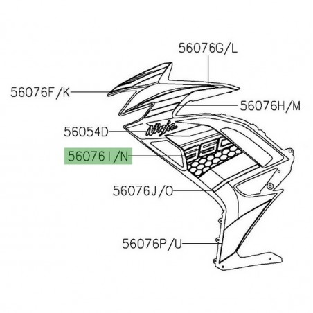 Autocollant "650" flanc de carénage Kawasaki Ninja 650 KRT (2020) | Réf. 560760984 - 560760989
