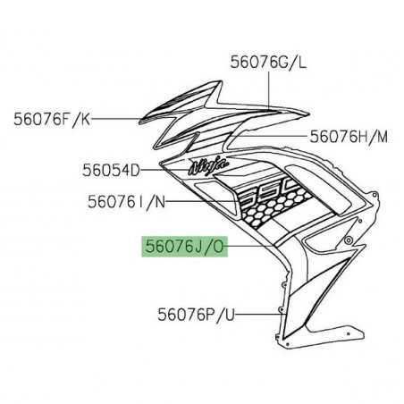 Liserè doré flanc de carénage Kawasaki Ninja 650 KRT (2020) | Réf. 560760985 - 560760990