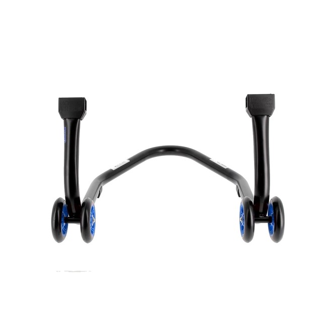 Béquille d'atelier BIHR Home Track noir mat + supports en "L" roues bleues | Réf. 3032110