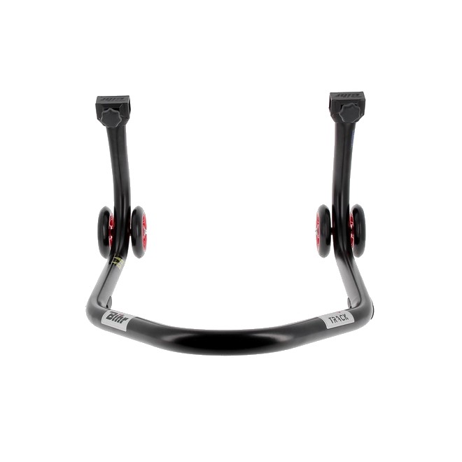 Béquille d'atelier BIHR Home Track noir mat + supports en "L" roues rouges | Réf. 3032127
