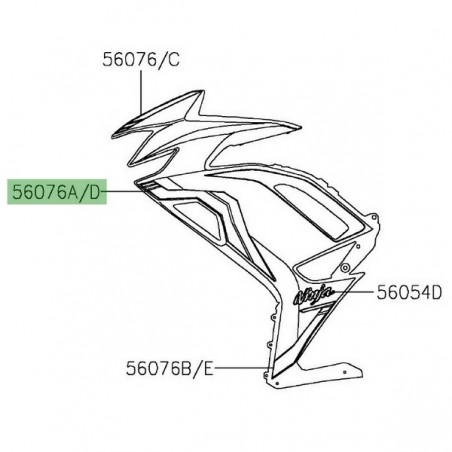 Autocollant décoratif central flanc de carénage Kawasaki Ninja 650 (2020-2021) | Moto Shop 35