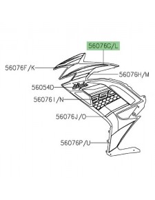 Autocollant vert supérieur flanc de carénage Kawasaki Ninja 650 KRT (2020) | Réf. 560760982 - 560760987