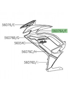 Autocollant vert décoratif flanc de carénage Kawasaki Ninja 650 KRT (2021) | Réf. 560761694 - 560761699