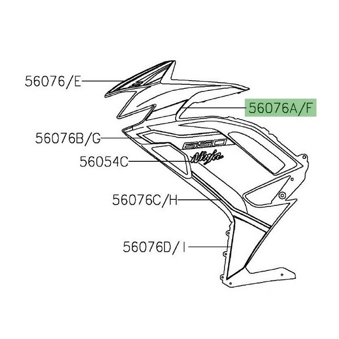 Autocollant vert décoratif flanc de carénage Ninja 650 KRT (2021) | Moto  Shop 35