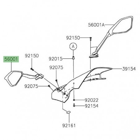 Rétroviseur gauche Kawasaki Ninja 650 (2020-2021) |Réf. 560010378