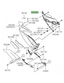 Intérieur de flanc de carénage gauche Kawasaki Ninja 650 (2020-2021) |Réf. 550280717