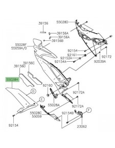 Flanc de carénage gauche brut Kawasaki Ninja 650 (2020-2021) |Réf. 550280797