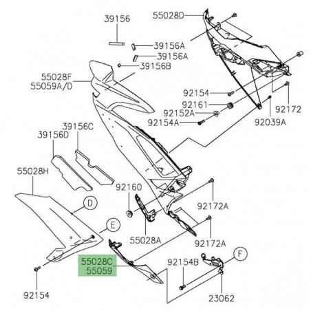 Bas de carénage gauche peint Kawasaki Ninja 650 (2020-2021) | Moto Shop 35
