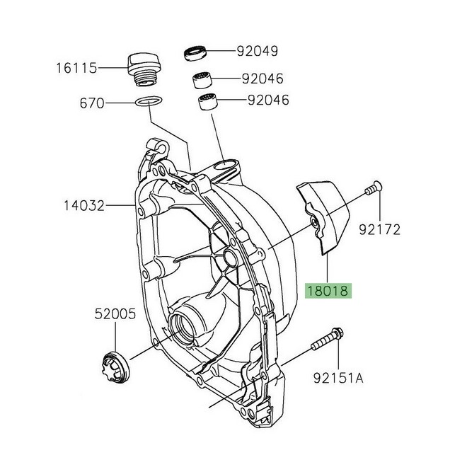 Cache plastique carter d'embrayage Kawasaki Z900RS (2018-2021) | Réf. 180180605